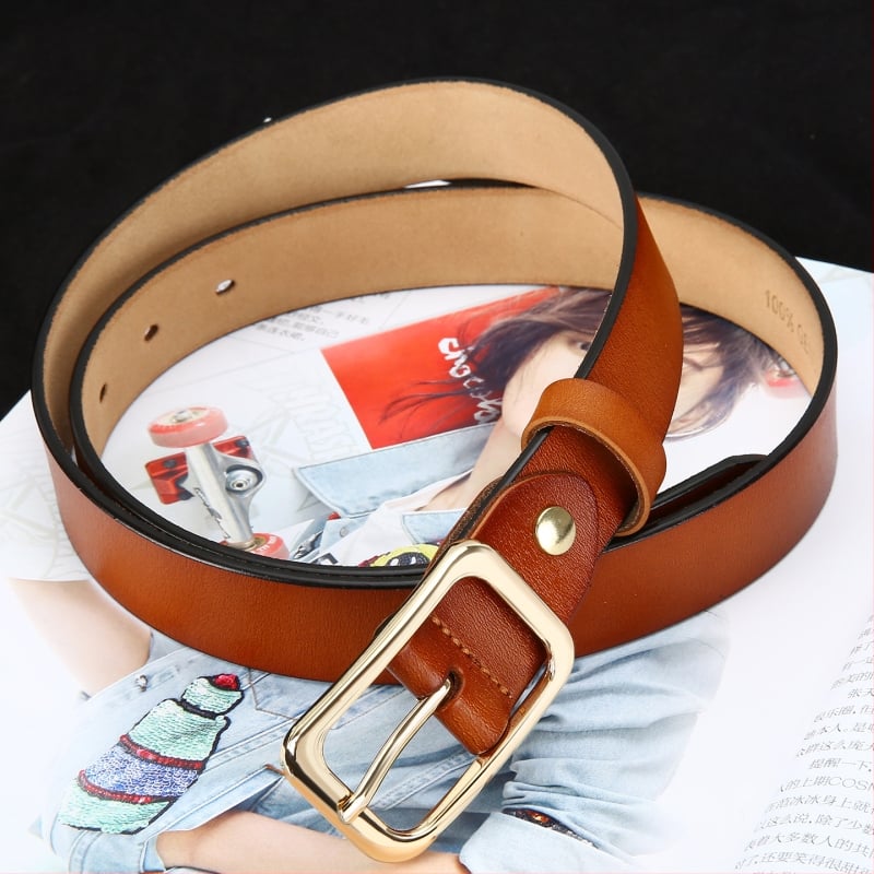 Унисекс кожен колан с пиново закопчаване, минималистичен и елегантен стил, естествена кожа, катарама от сплав, произход: Уенчжоу, лято 2023
