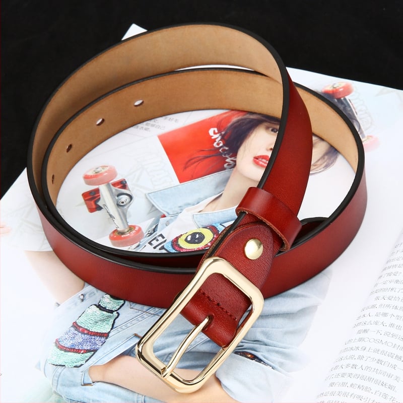Унисекс кожен колан с пиново закопчаване, минималистичен и елегантен стил, естествена кожа, катарама от сплав, произход: Уенчжоу, лято 2023