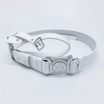 Служебен колан за охрана, кръстосан презрамник, кожа от първи слой, катарама от сплав, закопчаване с пин, стил: универсален, пролет 2025