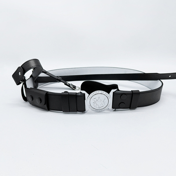 Служебен колан за охрана, кръстосан презрамник, кожа от първи слой, катарама от сплав, закопчаване с пин, стил: универсален, пролет 2025