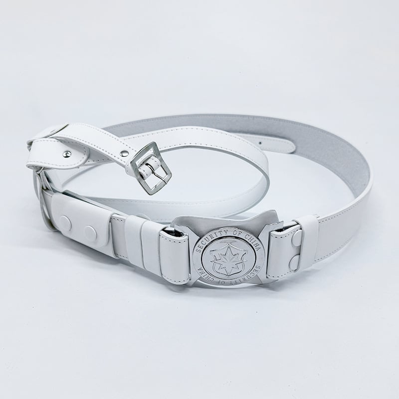 Служебен колан за охрана, кръстосан презрамник, кожа от първи слой, катарама от сплав, закопчаване с пин, стил: универсален, пролет 2025