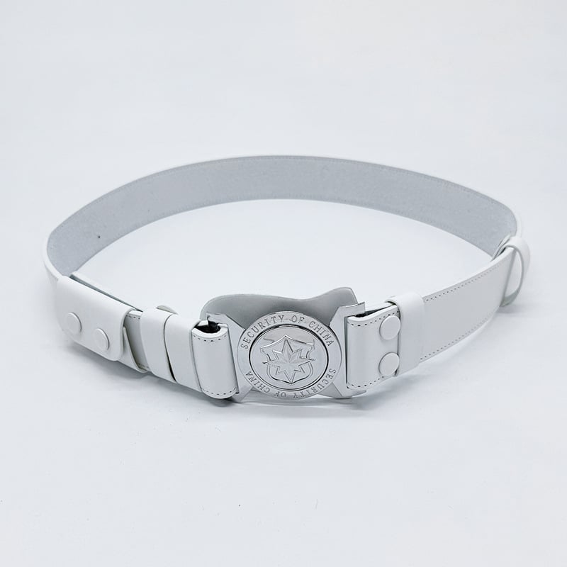 Служебен колан за охрана, кръстосан презрамник, кожа от първи слой, катарама от сплав, закопчаване с пин, стил: универсален, пролет 2025