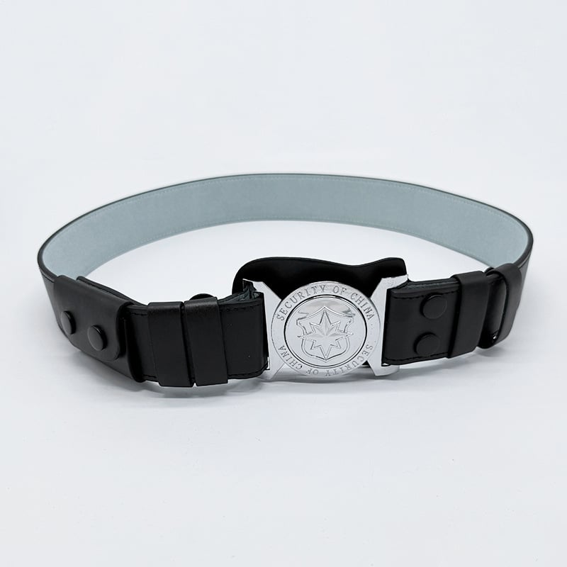 Служебен колан за охрана, кръстосан презрамник, кожа от първи слой, катарама от сплав, закопчаване с пин, стил: универсален, пролет 2025