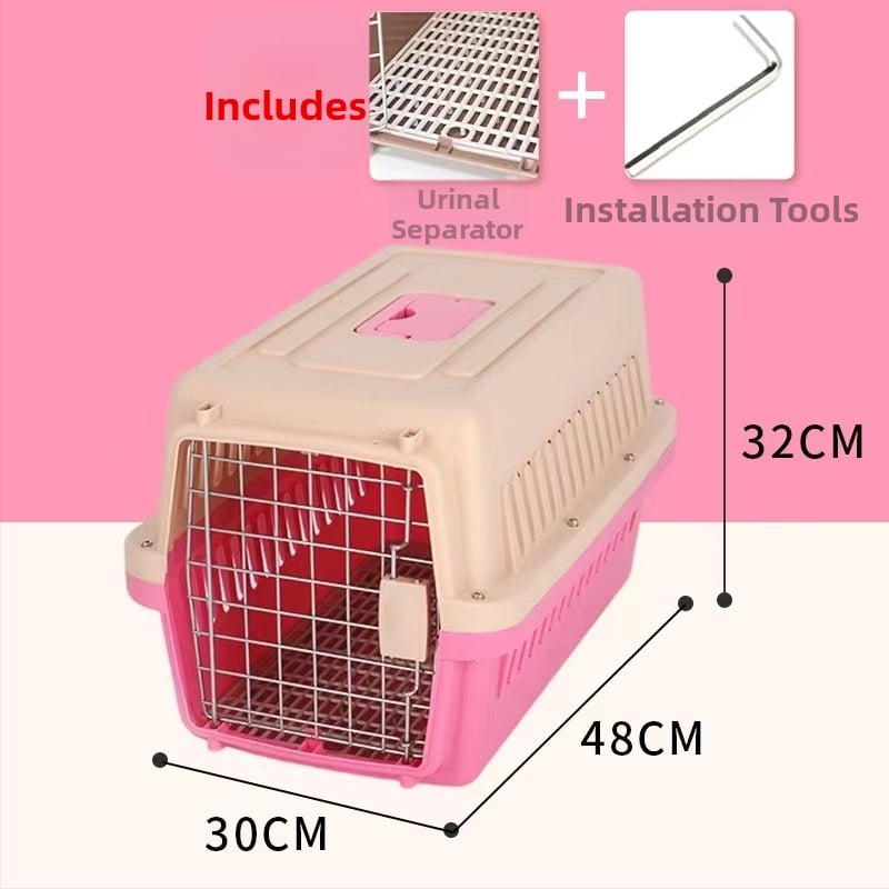 Кутия за транспортиране на домашни любимци за пътуване: пластмасова конструкция, едноцветен дизайн, средна твърдост; подходяща за котки и кучета; капацитет: свържете се с обслужване на клиенти