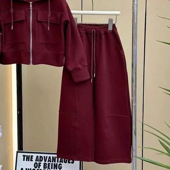 Dječji dvodijelni kostim s kapuljom, korejskog stila, dvodijelni set, dugi rukavi, zip