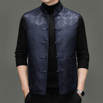 Ανδρικό γιλέκο με πούπουλα για το χειμώνα, στάντ γιακά, χωρίς μανίκια, στενή γραμμή, κλείσιμο με ένα κουμπί