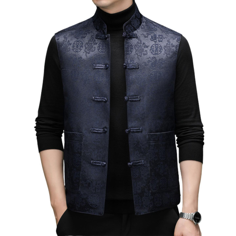 Ανδρικό γιλέκο με πούπουλα για το χειμώνα, στάντ γιακά, χωρίς μανίκια, στενή γραμμή, κλείσιμο με ένα κουμπί