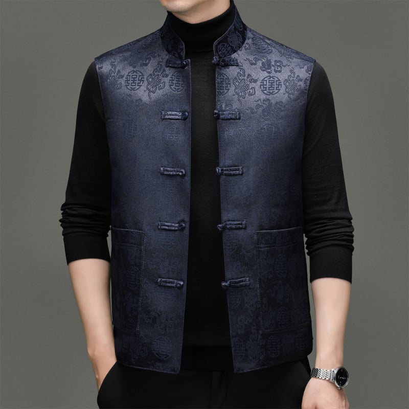 Ανδρικό γιλέκο με πούπουλα για το χειμώνα, στάντ γιακά, χωρίς μανίκια, στενή γραμμή, κλείσιμο με ένα κουμπί