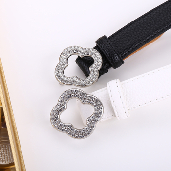 Дамски кожен колан, естествена кожа; катарама от сплав; гладко закопчаване; стил дами, свеж