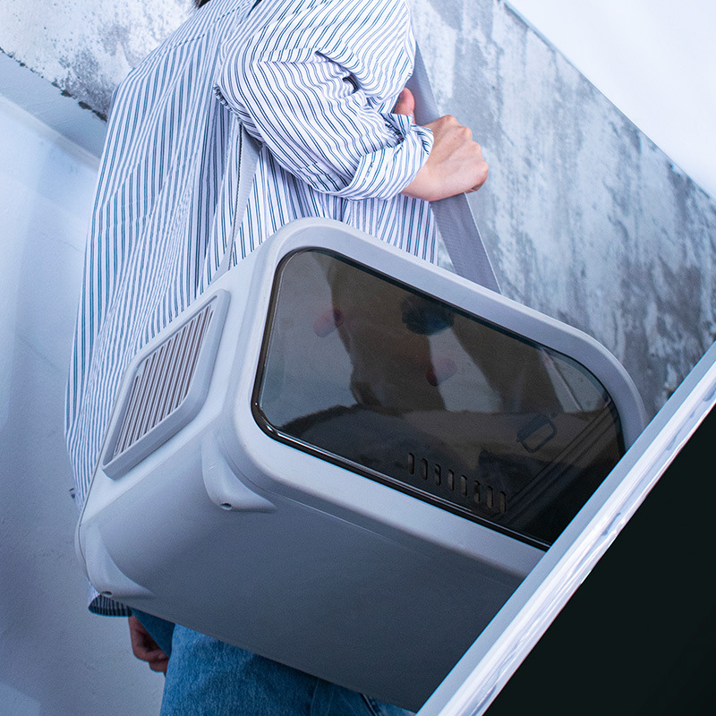 Чанта-носител за котки Leyoupai, преносима с голям капацитет, твърд корпус, материал PP, кръстосана презрамка