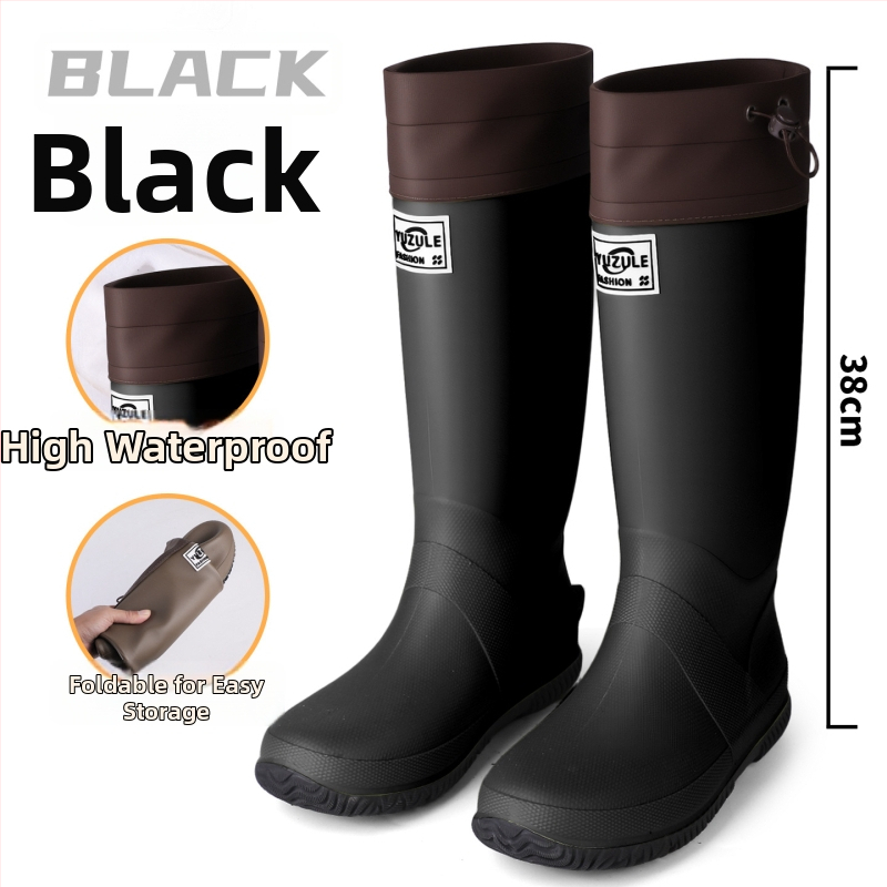 Sklopive kišne čizme s visokim vratom, PVC gornji dio i đon, vodootporne i protuklizne.