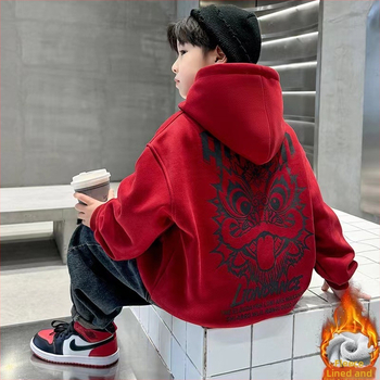 Dječja dukserica s kapuljom od flisa, 90% pamuka, dugi rukavi