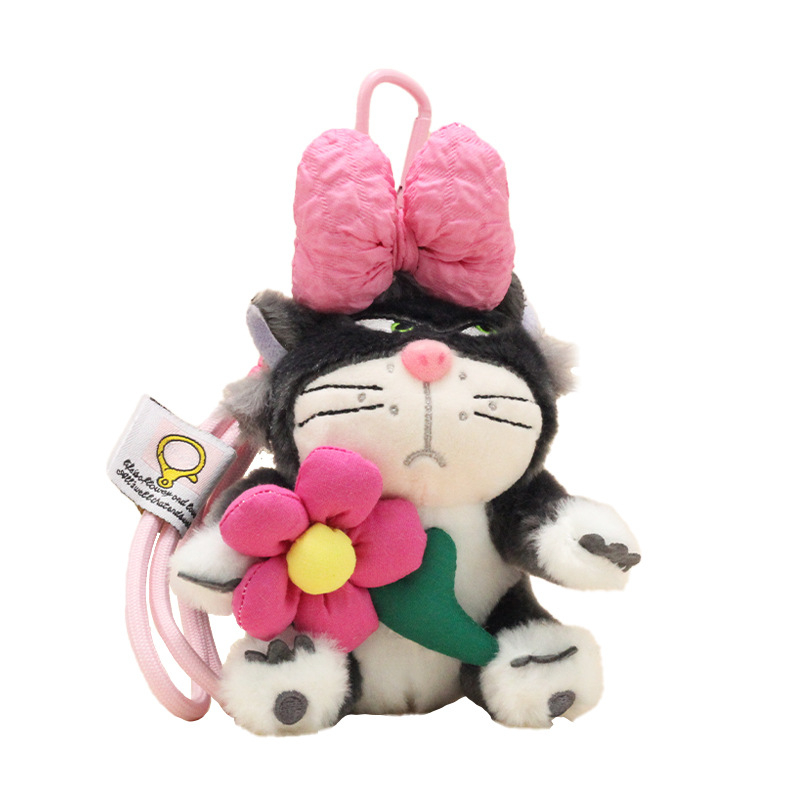 Плюшено коте, къс плюш, пълнеж PP памук, ключодържател и автомобилна декорация