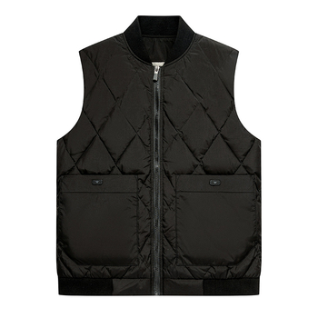 Muška down vesta za zimu, labav kroj, punjenje od bijelog patčinog perja, debela izrada, zatvarač, srednje dužine, tkanina od 100% poliestera