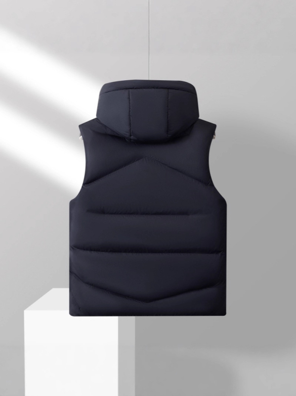 Muška down vesta s kapuljom, sadržaj perja 86–90%, otporna na vjetar, izolacija od hladnoće (-20°C do -5°C)