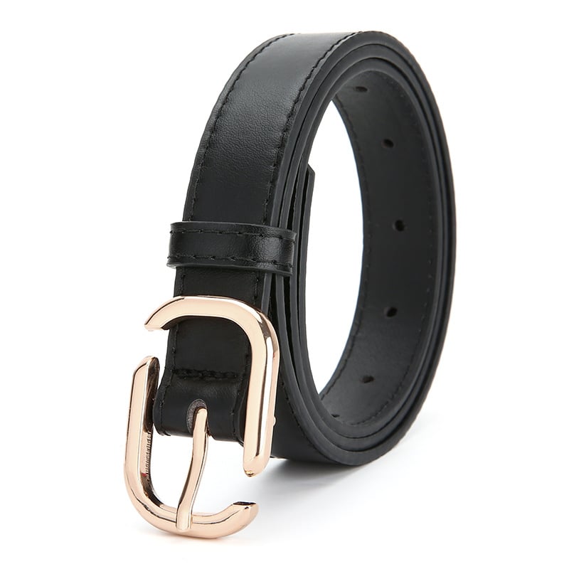 Дамски колан от PU кожа с пряжка от сплав и закопчаване с игла — стил: универсален, ежедневен, модерен; електроплатиране; материал: PU кожа; пряжка: метална сплав; закопчаване: игла