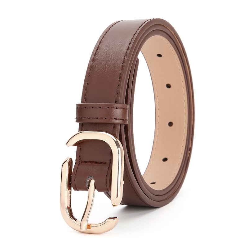 Дамски колан от PU кожа с пряжка от сплав и закопчаване с игла — стил: универсален, ежедневен, модерен; електроплатиране; материал: PU кожа; пряжка: метална сплав; закопчаване: игла