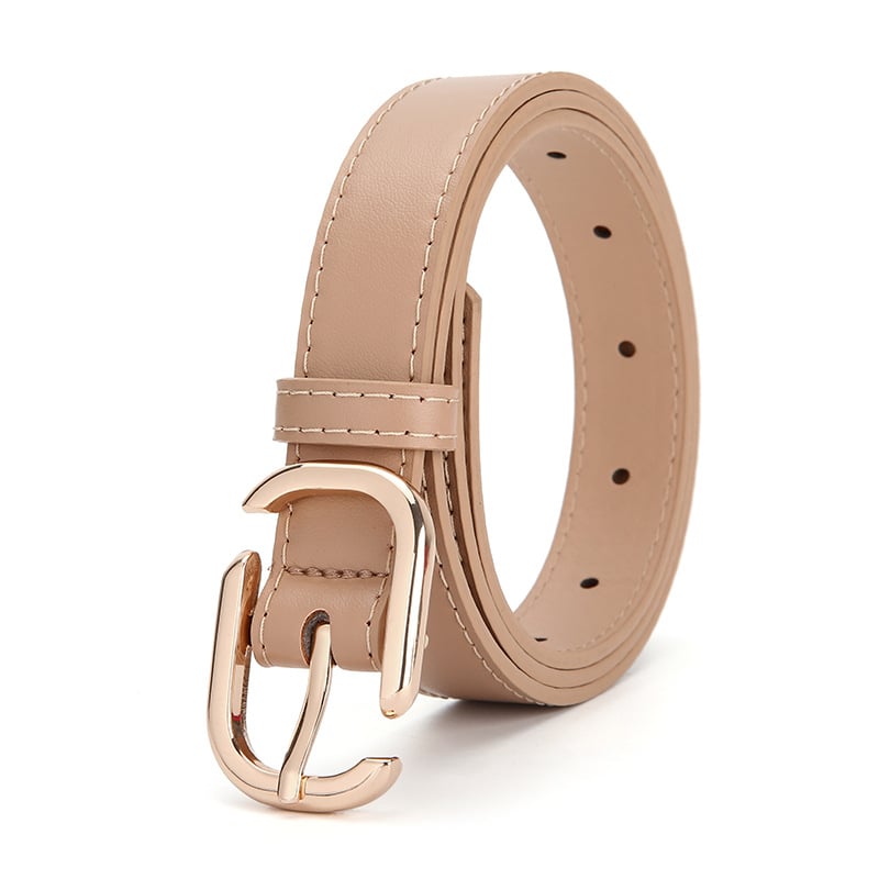 Дамски колан от PU кожа с пряжка от сплав и закопчаване с игла — стил: универсален, ежедневен, модерен; електроплатиране; материал: PU кожа; пряжка: метална сплав; закопчаване: игла