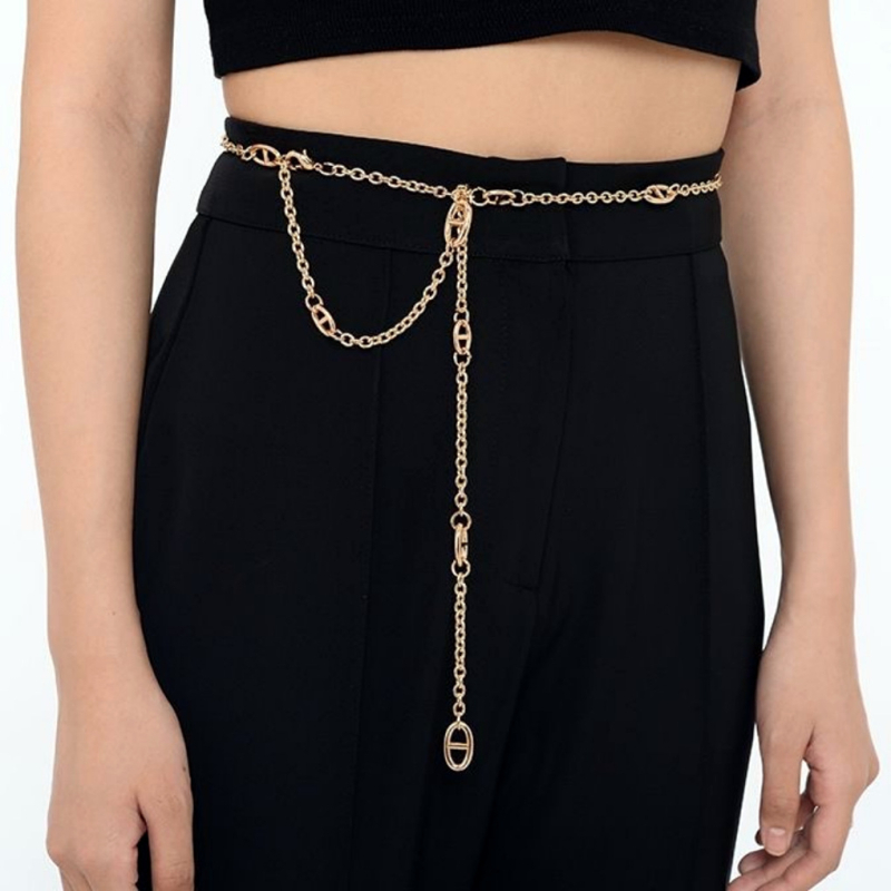Metalni kaiš za struk, europsko-američki stil, za žene, s višestrukim petljama