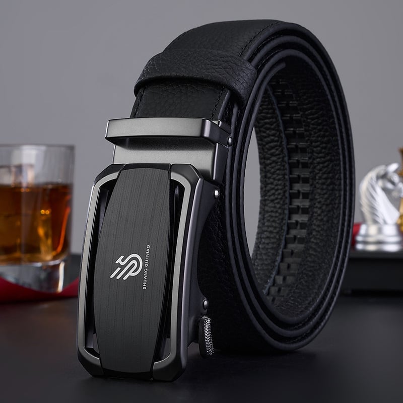 Мъжки кожен колан от първи слой телешка кожа, автоматична катарама, бизнес стил; ширина 2-4 см; Материал: първи слой телешка кожа; Катарама: сплав; Закопчаване: автоматично; Обработка: електроплатинация