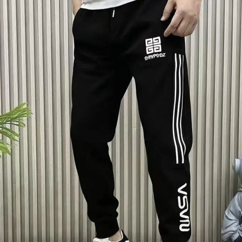 Muške hlače s fleec podstavom, baršunasta tkanina od pamuka, patchwork s prugama, korejski stil jogger, srednji pojas, ravni kroj