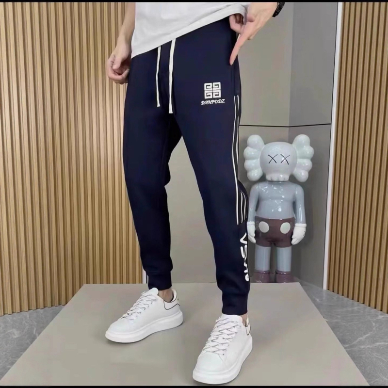 Muške hlače s fleec podstavom, baršunasta tkanina od pamuka, patchwork s prugama, korejski stil jogger, srednji pojas, ravni kroj