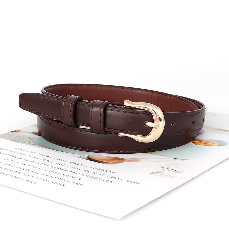 Дамски колан от PU кожа, катарама от сплав, закопчаване с игла, широк над 4 см, дизайн с дупчени отвори