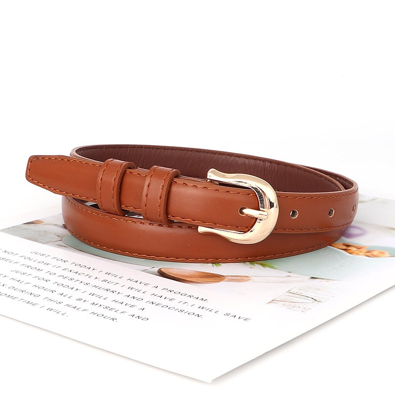 Дамски колан от PU кожа, катарама от сплав, закопчаване с игла, широк над 4 см, дизайн с дупчени отвори