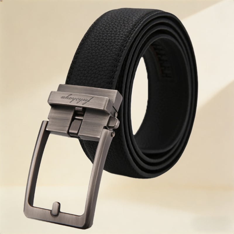 Мъжки кожен колан от горен слой телешка кожа, автоматично закопчаване, ширина 2–4 см, стил бизнес/ежедневен/минималистичен