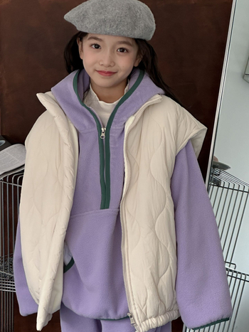Dječja quilted vest, korejskog stila, pamuk podstava, poliester punilo, zatvarač