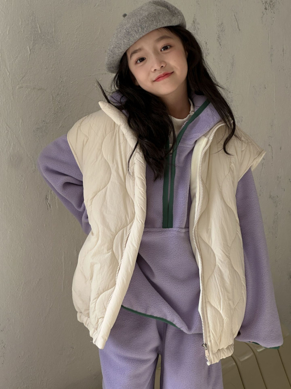 Dječja quilted vest, korejskog stila, pamuk podstava, poliester punilo, zatvarač