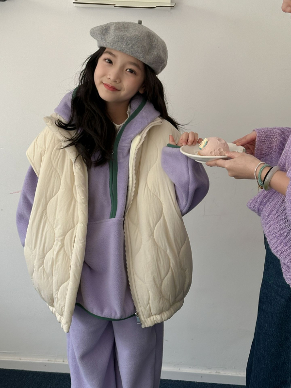 Dječja quilted vest, korejskog stila, pamuk podstava, poliester punilo, zatvarač