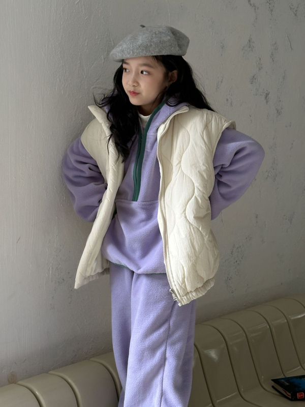 Dječja quilted vest, korejskog stila, pamuk podstava, poliester punilo, zatvarač
