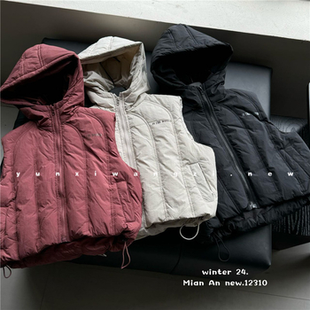 Παιδικό χειμερινό γιλέκο με κουκούλα από πούπουλο, 2025 Κορεατικού στυλ, ζεστό, γέμισμα 90% πούπουλο, εξωτερικό ύφασμα 95% βαμβάκι, επένδυση 95% βαμβάκι, για παιδιά 3–8 ετών