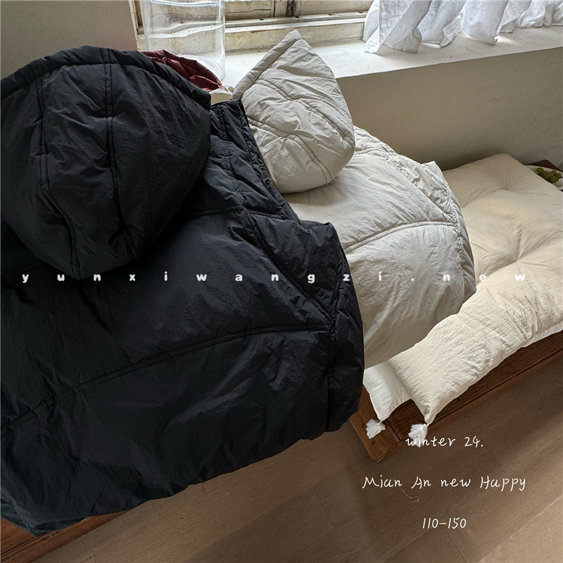 Παιδικό χειμερινό γιλέκο με κουκούλα από πούπουλο, 2025 Κορεατικού στυλ, ζεστό, γέμισμα 90% πούπουλο, εξωτερικό ύφασμα 95% βαμβάκι, επένδυση 95% βαμβάκι, για παιδιά 3–8 ετών