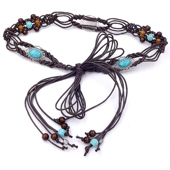 Дамски колан за талия, ръчно тъкана, бохо стил; Материал: памук и лен; Катарама: сплав; Ширина: тънък (<2 см); Метод на закопчаване: катарама; Ръчно бродирани мъниста