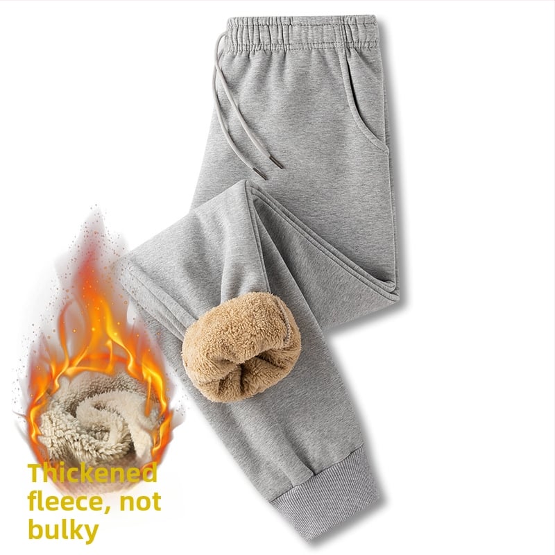 Muške flisirane trening hlače, slobodan kroj, srednji obim struka, ravne nogavice, poliester.