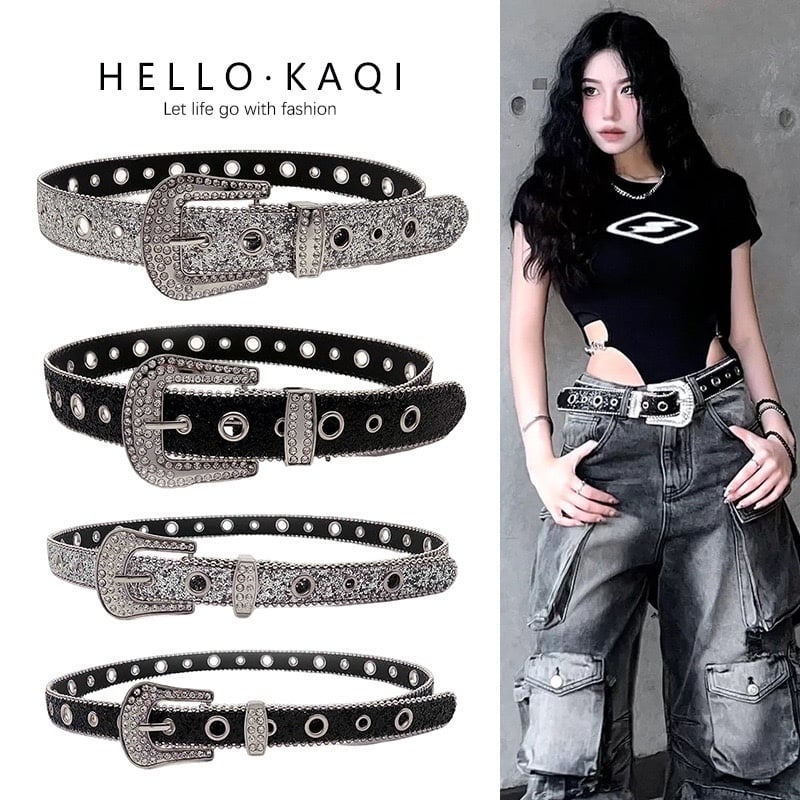 Дамски колан PU кожа – катарама от сплав, закопчаване с щифт, ширина 2–4 см, дизайн с изрязани елементи и камъни