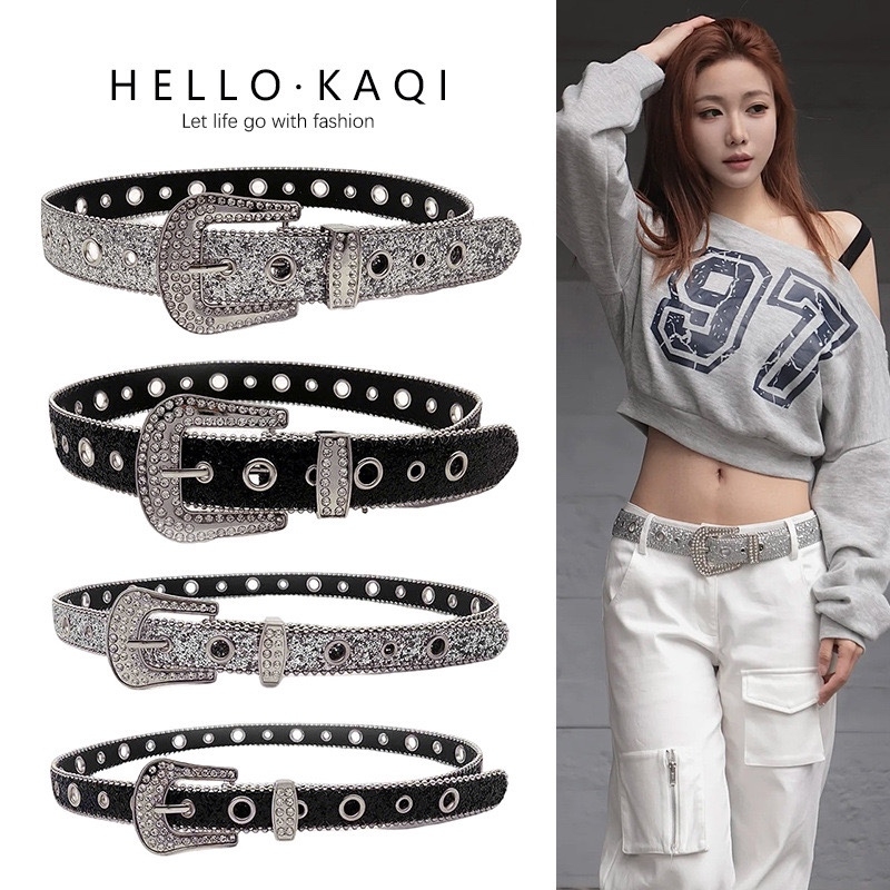 Дамски колан PU кожа – катарама от сплав, закопчаване с щифт, ширина 2–4 см, дизайн с изрязани елементи и камъни