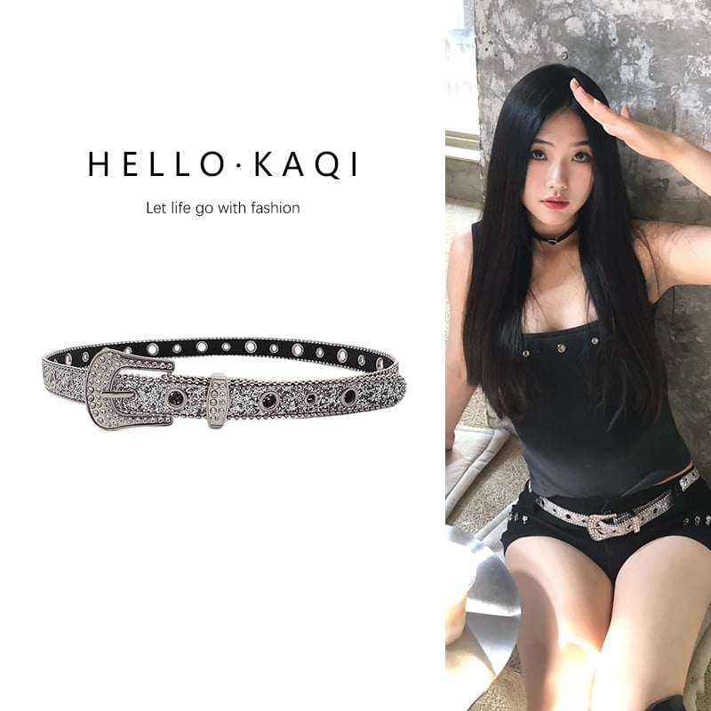 Дамски колан PU кожа – катарама от сплав, закопчаване с щифт, ширина 2–4 см, дизайн с изрязани елементи и камъни