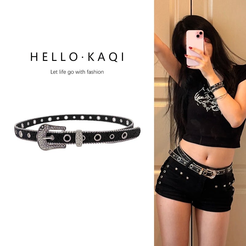 Дамски колан PU кожа – катарама от сплав, закопчаване с щифт, ширина 2–4 см, дизайн с изрязани елементи и камъни