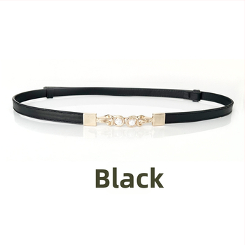 Ženski uski pojas s perlnom kopčom - podesivi PU koža, aluminijska kopča, perljasti uzorak