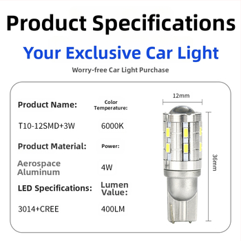 LED svjetlo za registarsku pločicu T10 – Cree 3014, 4W, 12–24V, 6000K, IP65