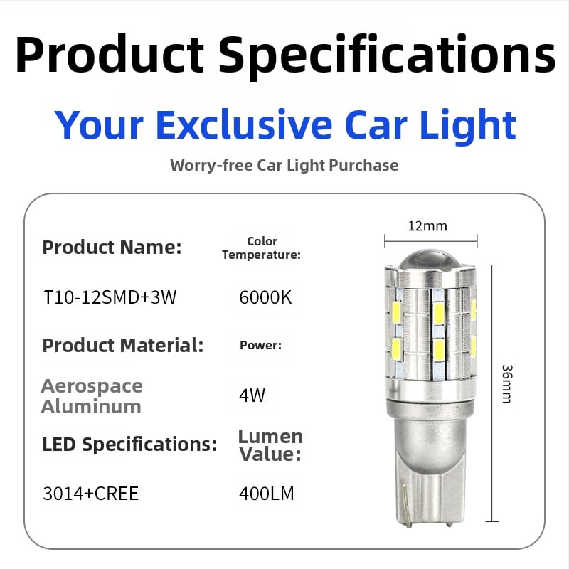LED svjetlo za registarsku pločicu T10 – Cree 3014, 4W, 12–24V, 6000K, IP65