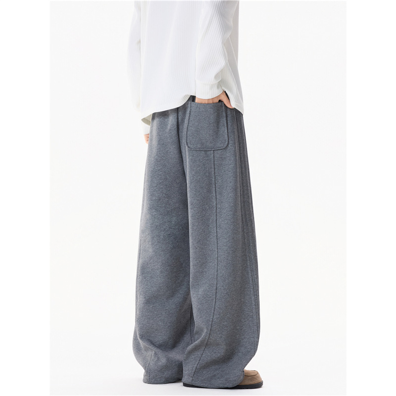 Muške sportske hlače s ravnim krojem, opuštenog kroja, japanski retro stil, baršunast materijal, Cupro vlakna (ravni kroj; opušteni kroj; baršunast materijal; Cupro vlakna)