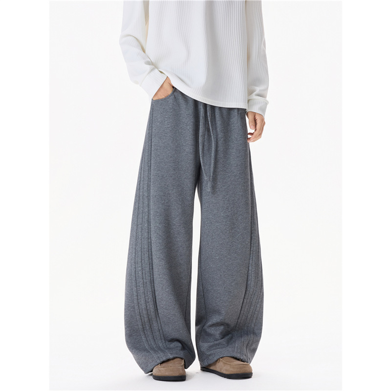 Muške sportske hlače s ravnim krojem, opuštenog kroja, japanski retro stil, baršunast materijal, Cupro vlakna (ravni kroj; opušteni kroj; baršunast materijal; Cupro vlakna)