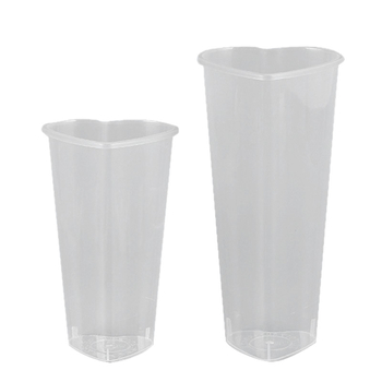 Μίας χρήσης πλαστικό ποτήρι σε σχήμα καρδιάς για ποτά (PP), με καπάκι, χωρητικότητα 501–600 ml, δυνατότητα εκτύπωσης λογοτύπου