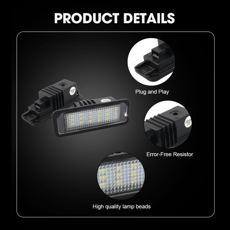 LED svjetlo za registarsku pločicu za Porsche Cayenne, Cayman i 911 s CANBUS – 12V, 2.8–3W, 2835 LED, 6500–7000K, vijek trajanja 20000 h