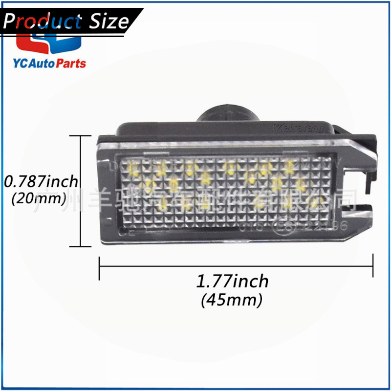 LED svjetlo za tablicu za Fiat 500 (2013-2019, SAD), Dodge Viper i Jeep Cherokee - 12V, 1.68W, 6500K, ABS