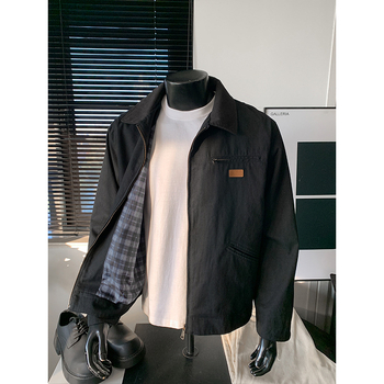 Muško jakna DS-A001-J6522, proljeće 2026, oprani pamuk-denim, visoka ovratnica, široki kroj